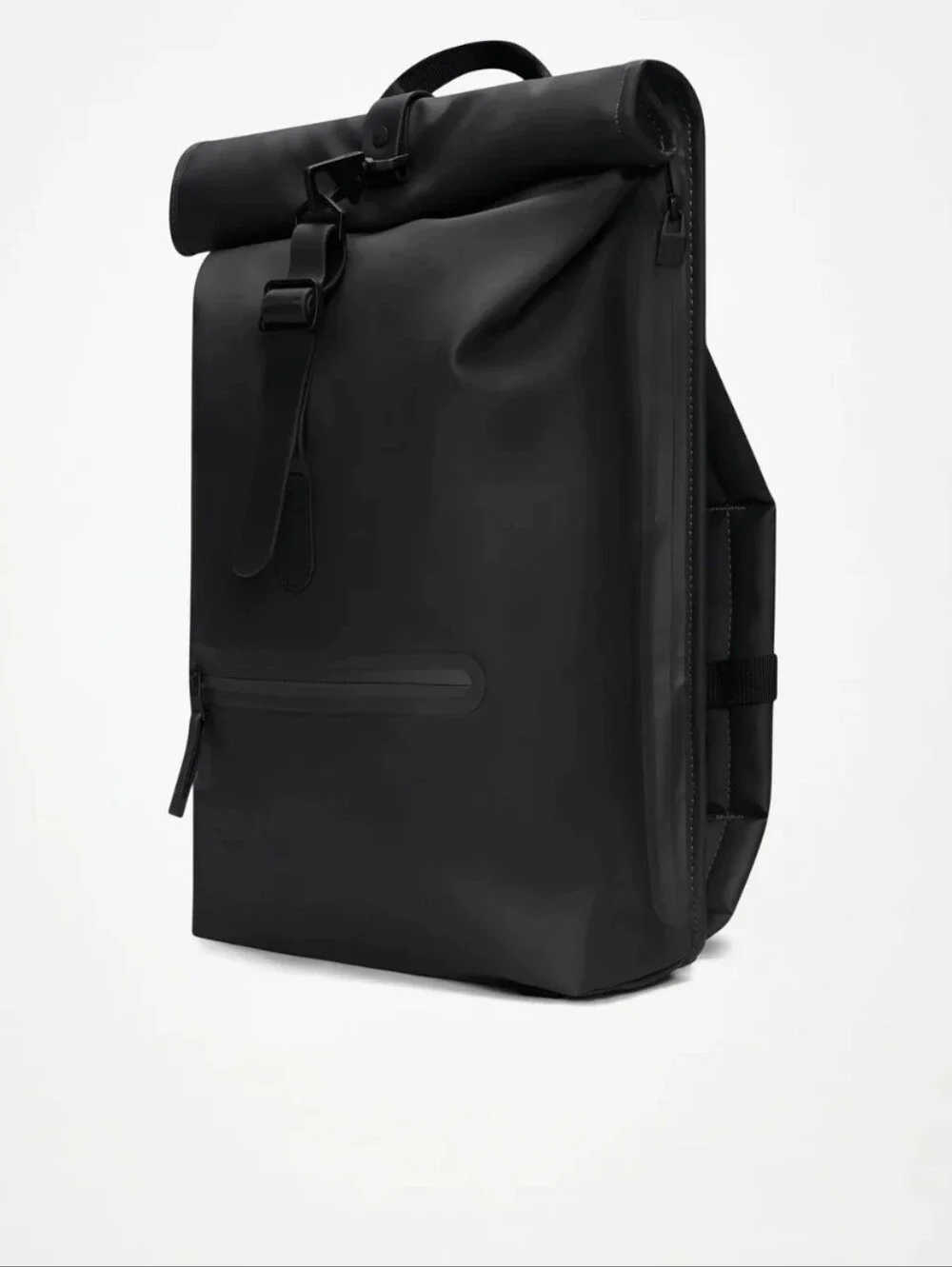 Rains Black Roll-Top Waterproof Backpack